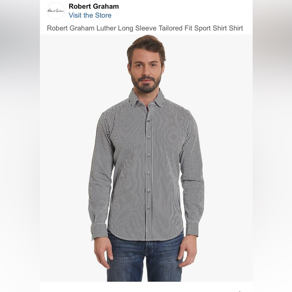 Robert Graham Black and White Striped Button Down Shirt